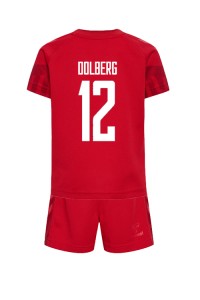 Denemarken Kasper Dolberg #12 Babytruitje Thuis tenue Kind WK 2022 Korte Mouw (+ Korte broeken)